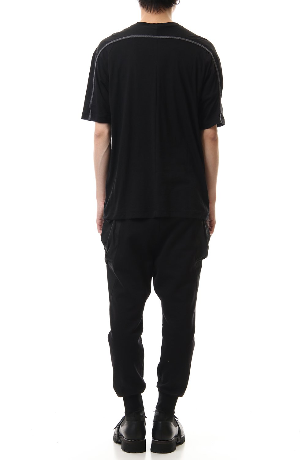 コットン カシミア バック ボディ ライン Tシャツ Black