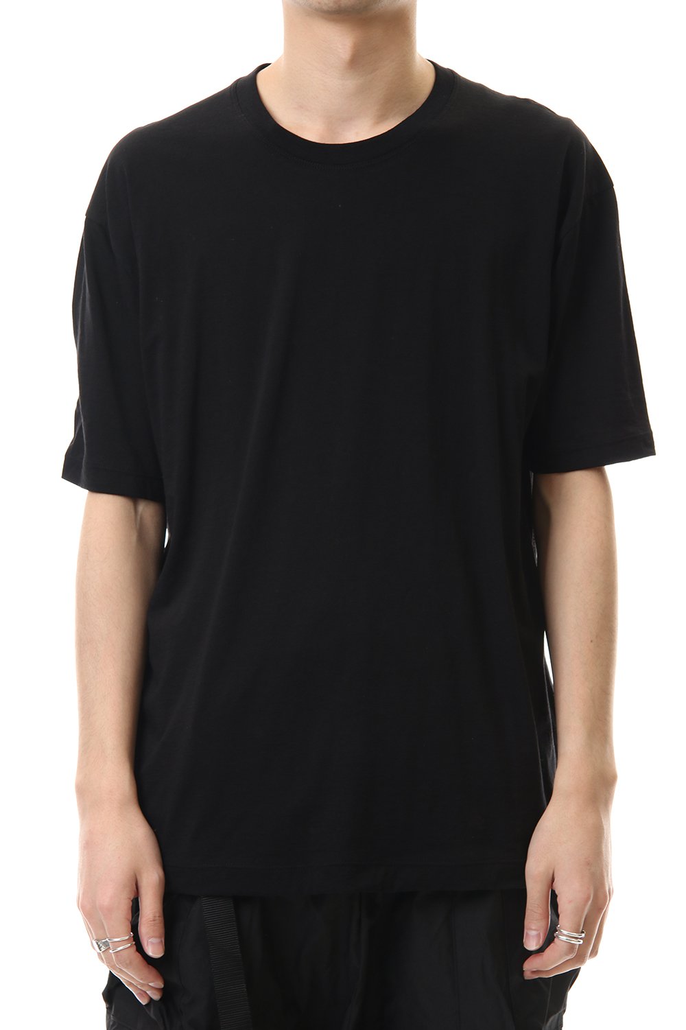 Cotton cashmere Back body Line Tee Black