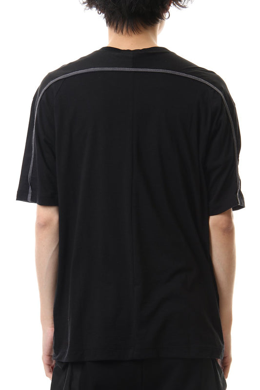 Cotton cashmere Back body Line Tee Black