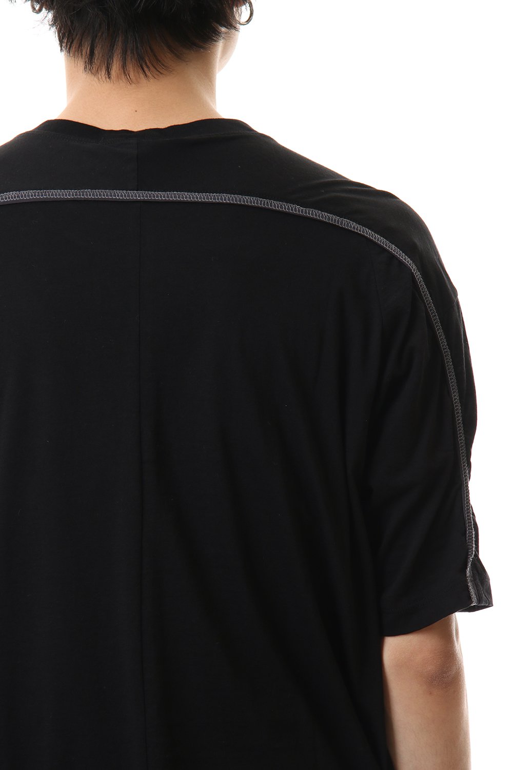 Cotton cashmere Back body Line Tee Black