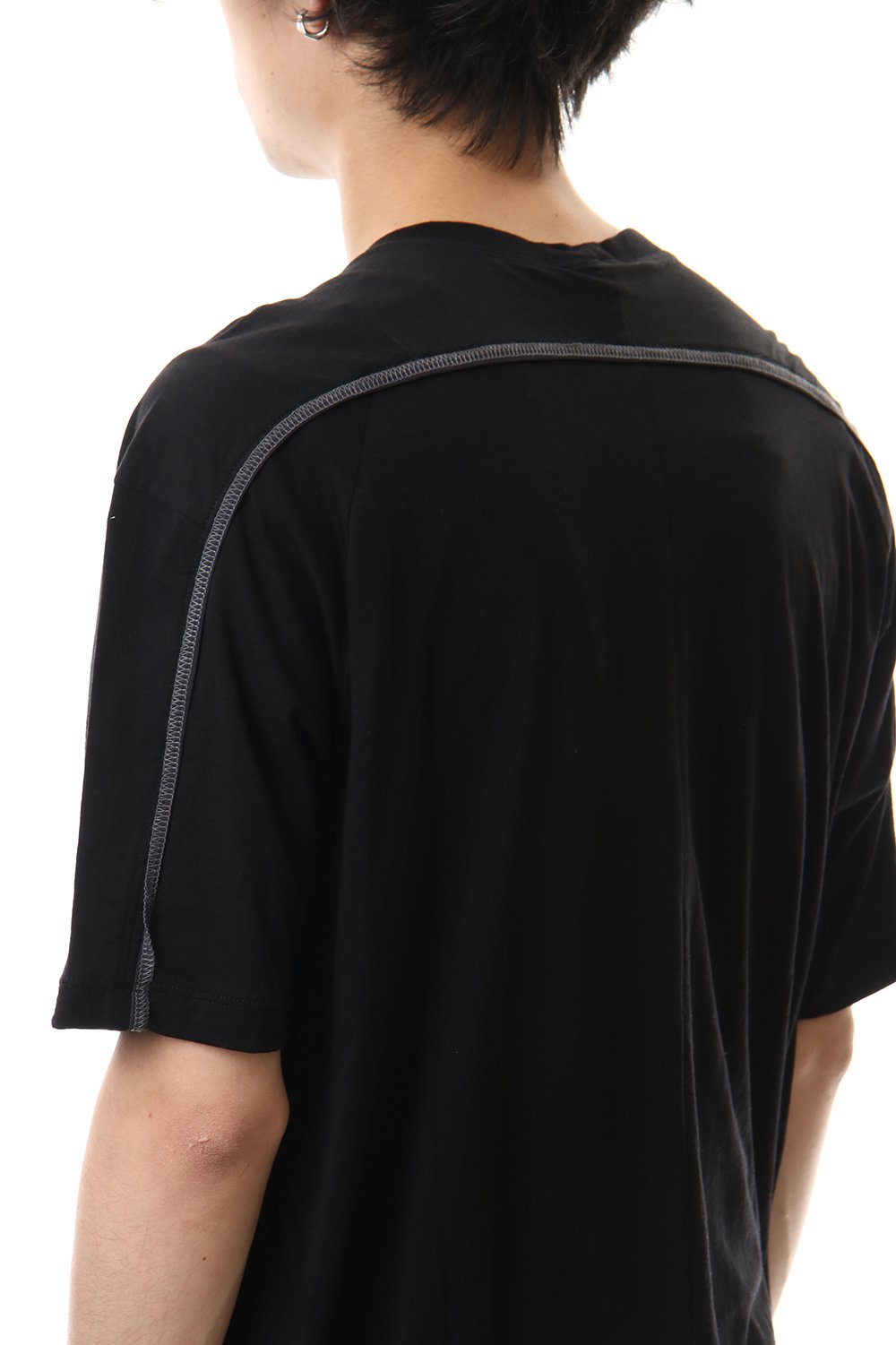 Cotton cashmere Back body Line Tee Black