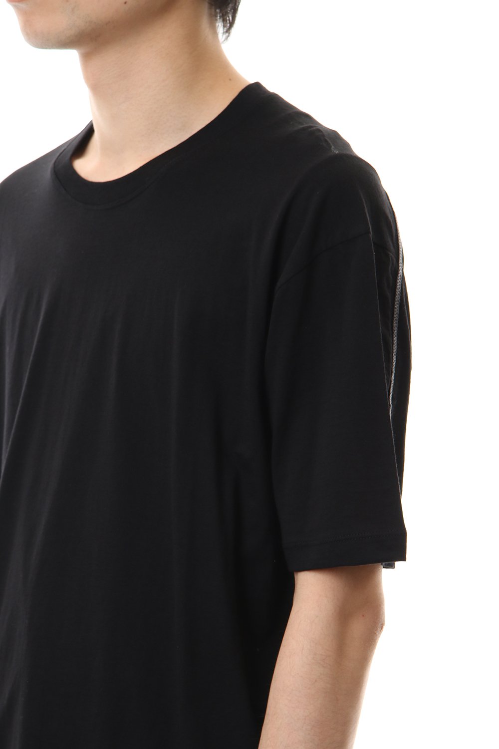 Cotton cashmere Back body Line Tee Black