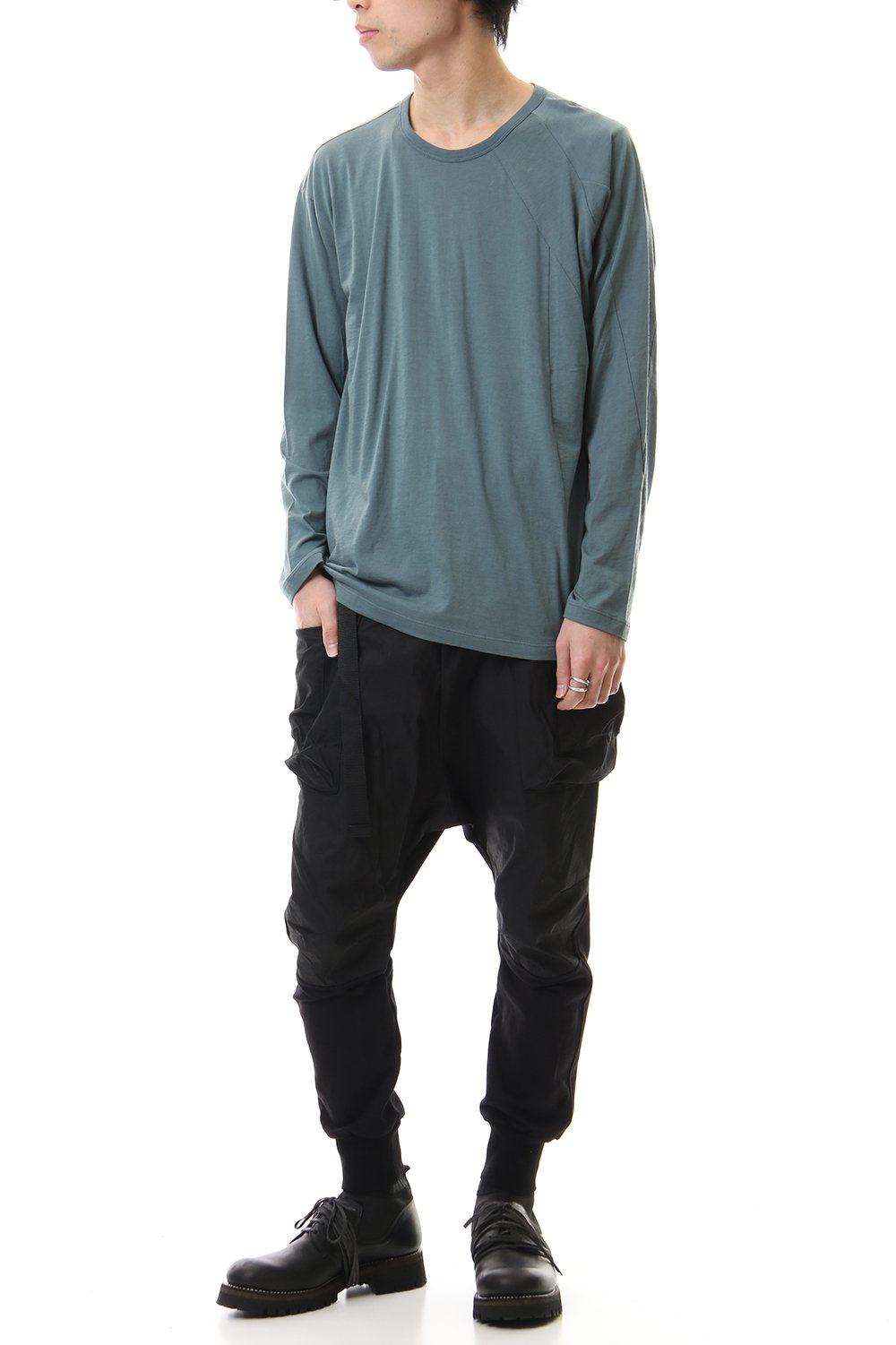 Cotton cashmere Long sleeve T-shirt Turquoise