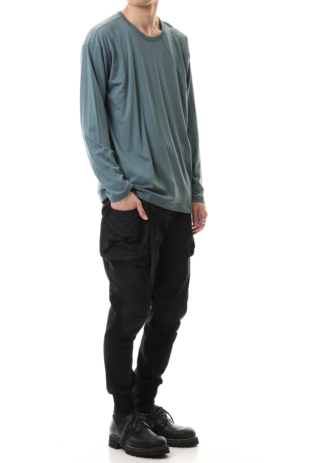 Cotton cashmere Long sleeve T-shirt Turquoise