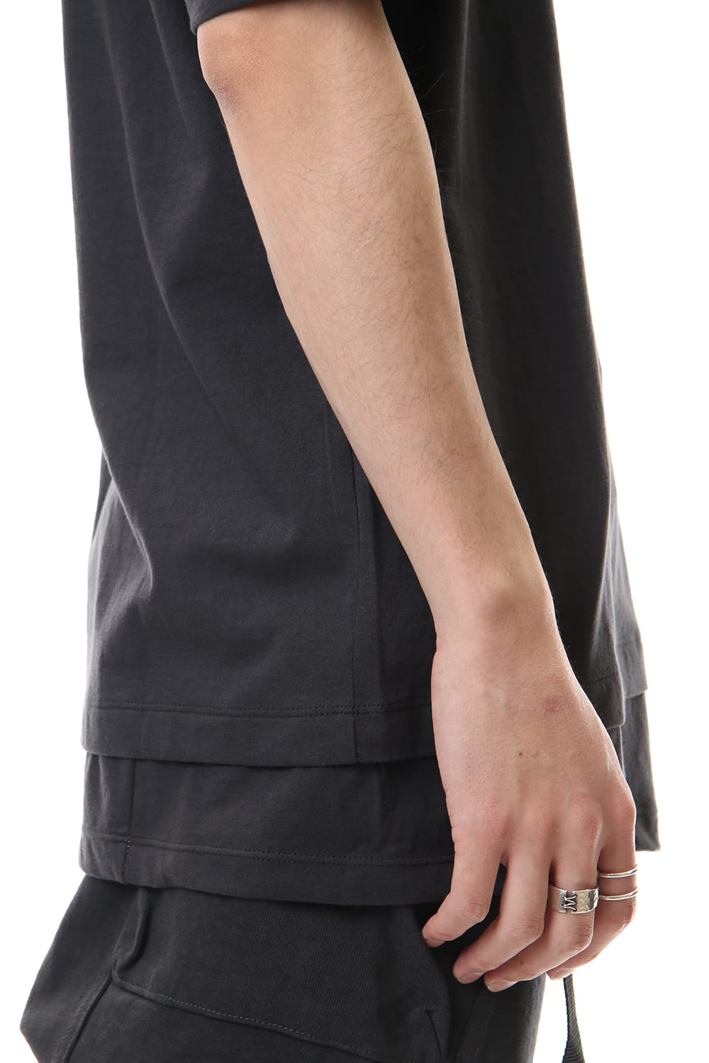 Jersey stitch Back body Cordura Patchwork Short sleeve T-shirt Charcoal