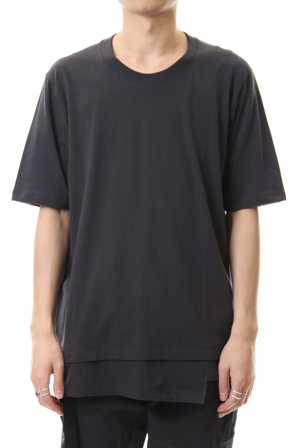 Jersey stitch Back body Cordura Patchwork Short sleeve T-shirt Charcoal