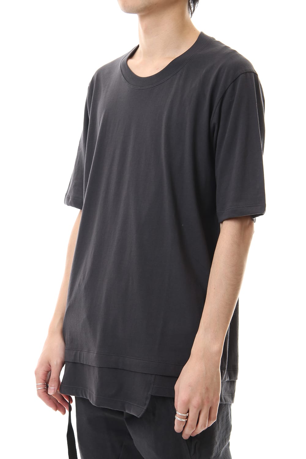 Jersey stitch Back body Cordura Patchwork Short sleeve T-shirt Charcoal