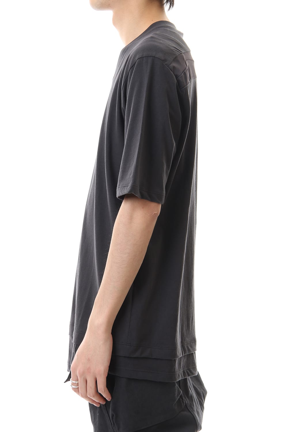 Jersey stitch Back body Cordura Patchwork Short sleeve T-shirt Charcoal
