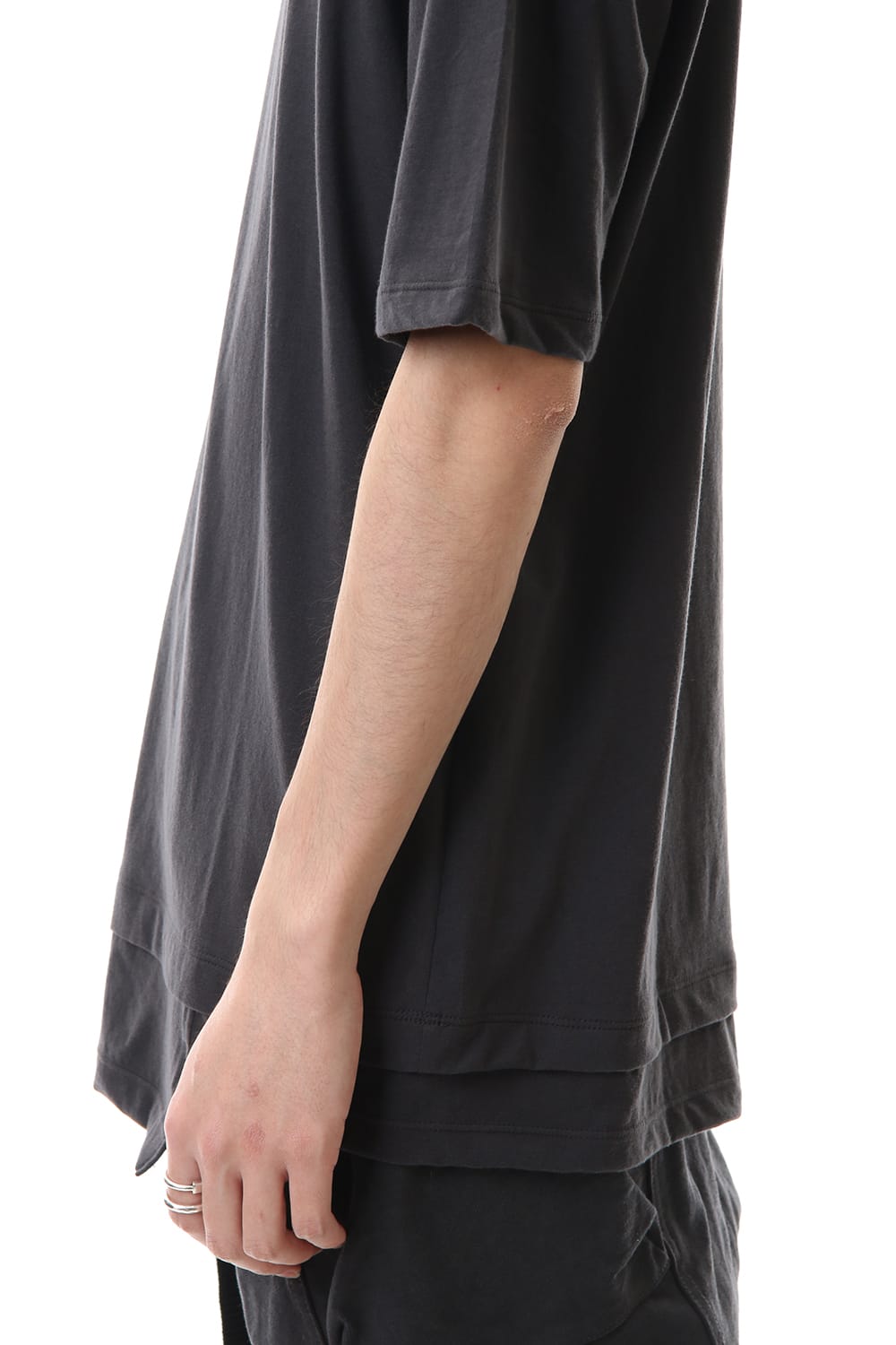 Jersey stitch Back body Cordura Patchwork Short sleeve T-shirt Charcoal