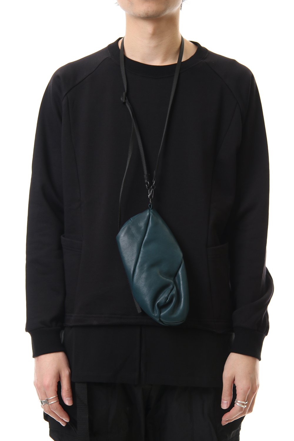 Lamb leather Neck pouch - Beau Green