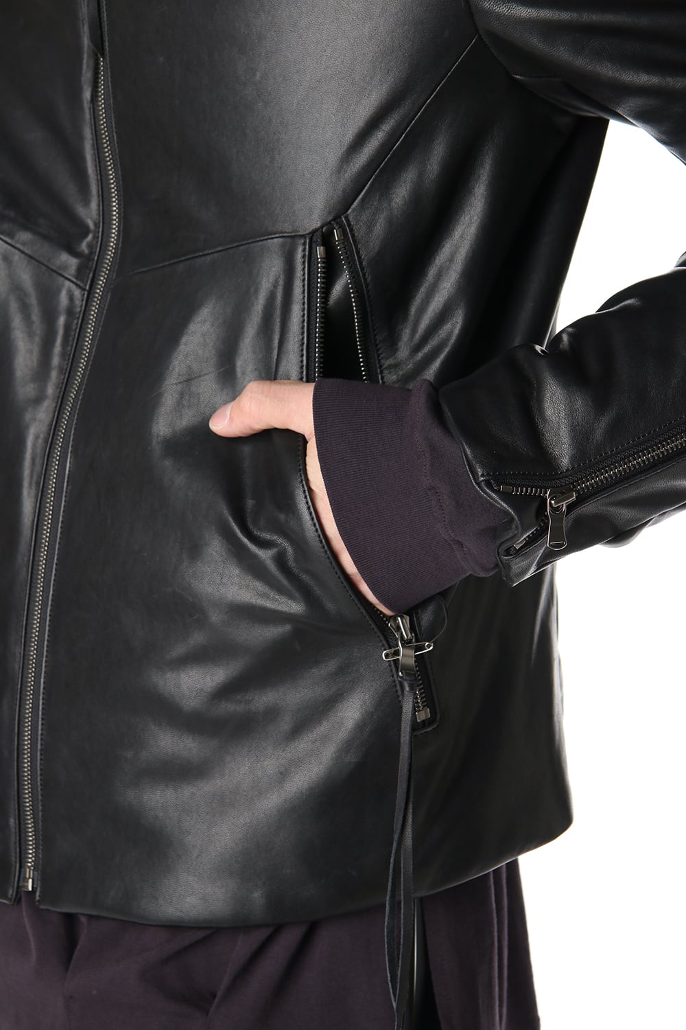 Lamb leather Batting Biker jacket