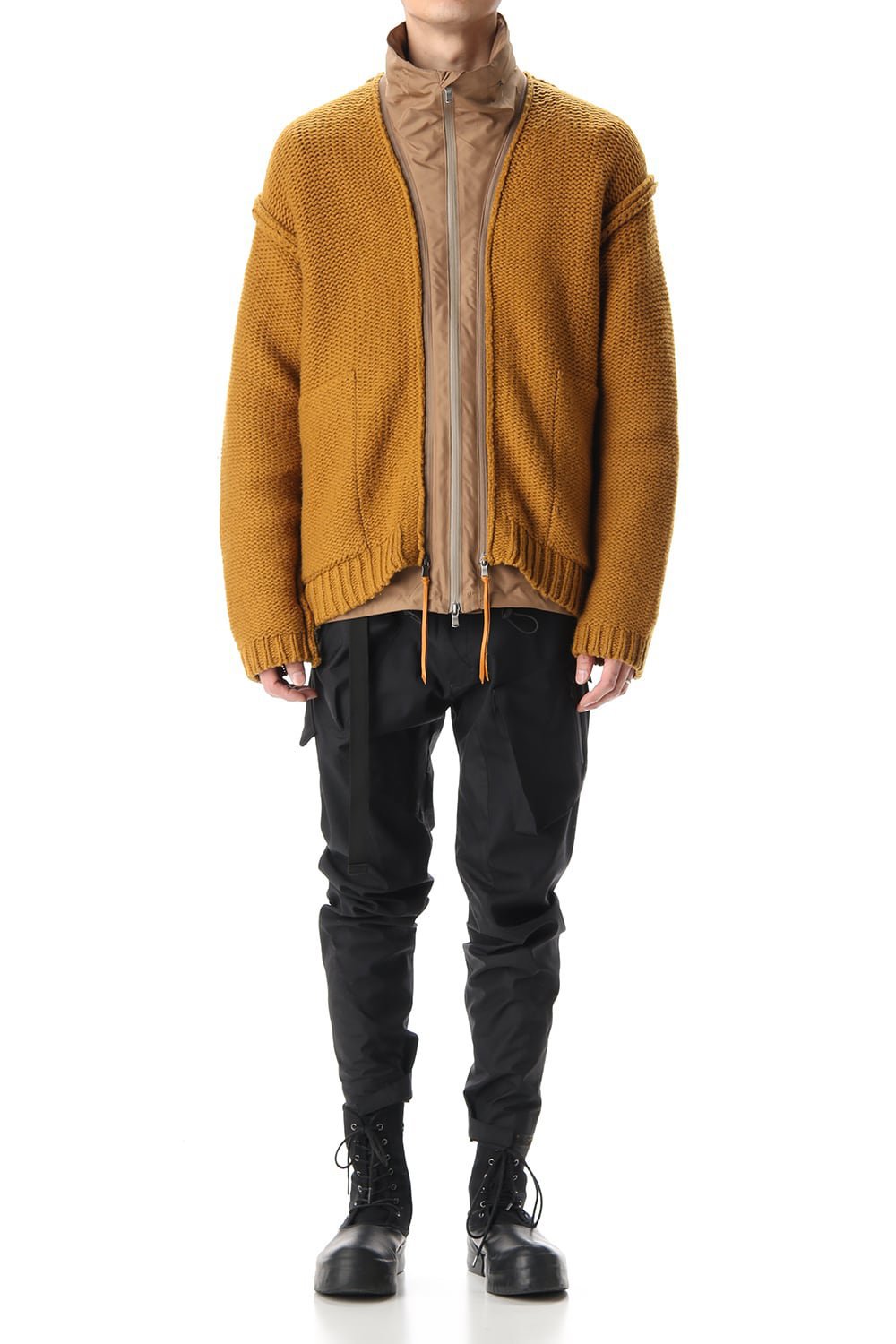Layered cardigan Mustard