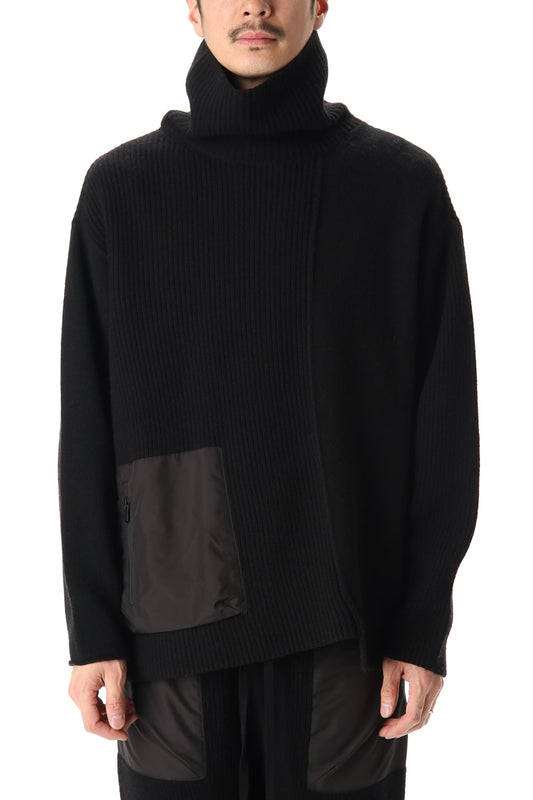 Pocket Turtle neck knit Black