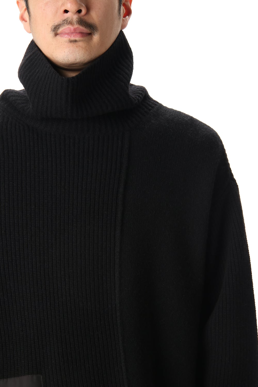 ポケット タートル ネック ニット Black