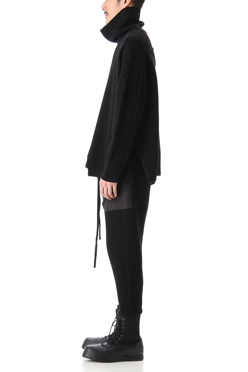 ポケット タートル ネック ニット Black