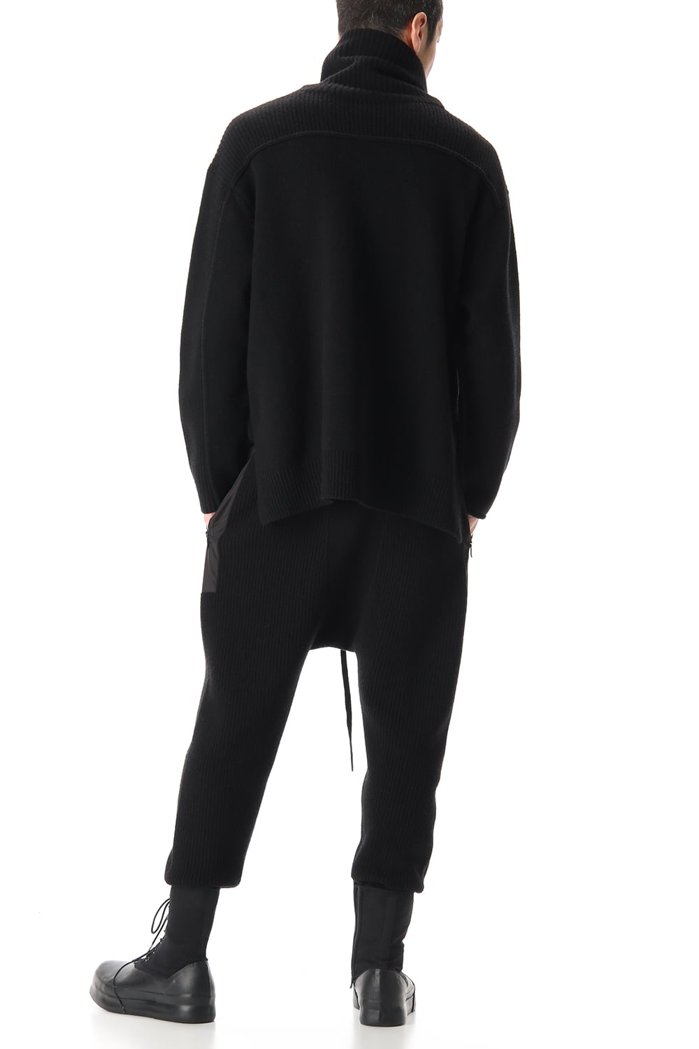 ポケット タートル ネック ニット Black