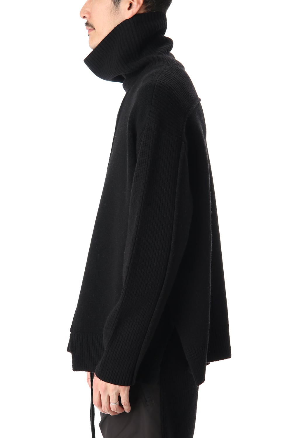 ポケット タートル ネック ニット Black