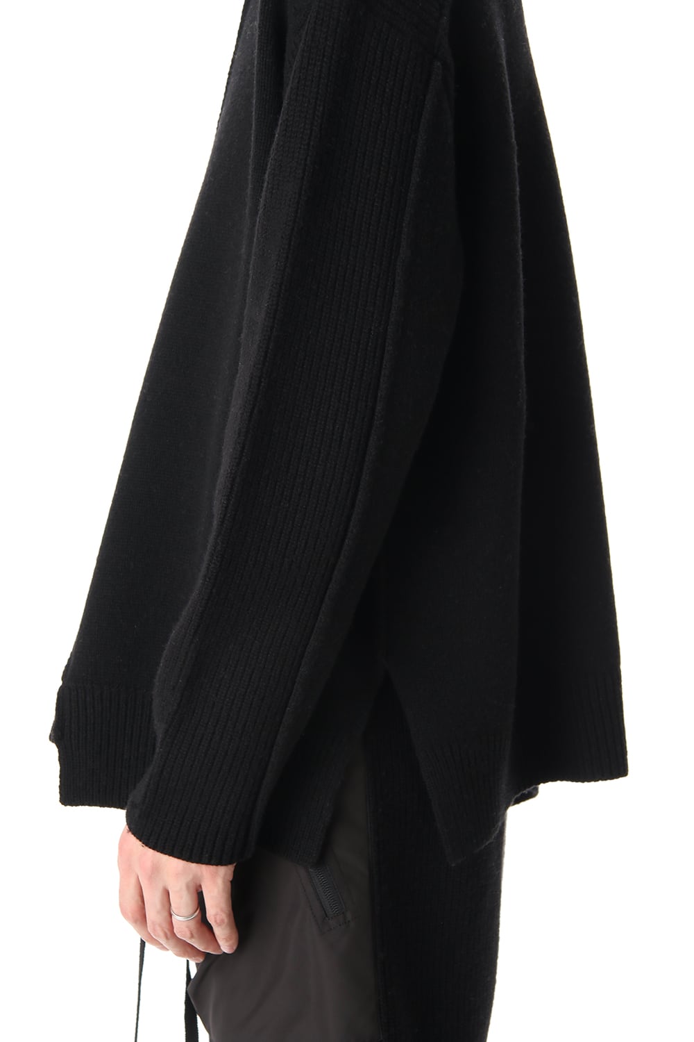 ポケット タートル ネック ニット Black