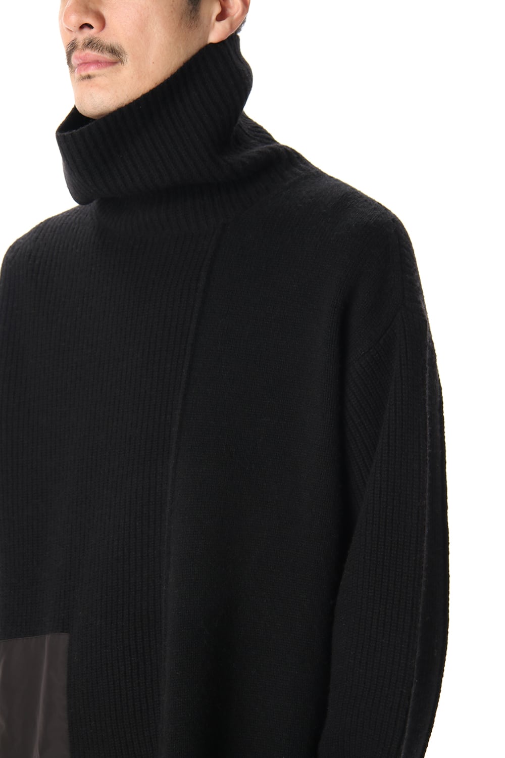 ポケット タートル ネック ニット Black