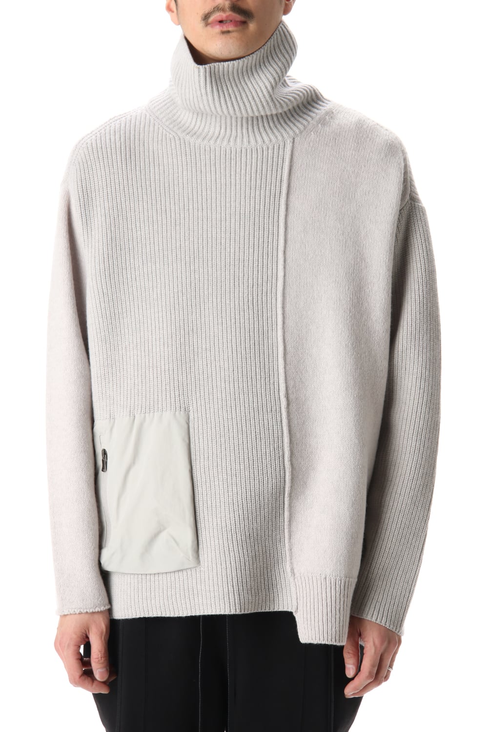 Pocket Turtle neck knit L.Gray