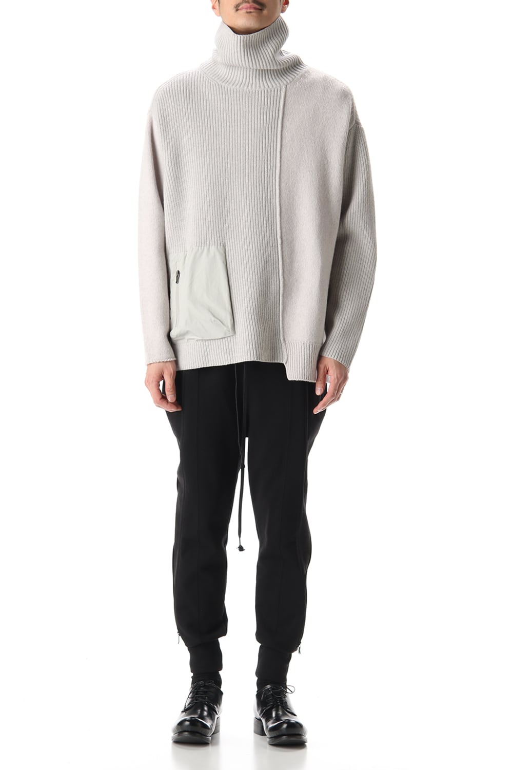 Pocket Turtle neck knit L.Gray