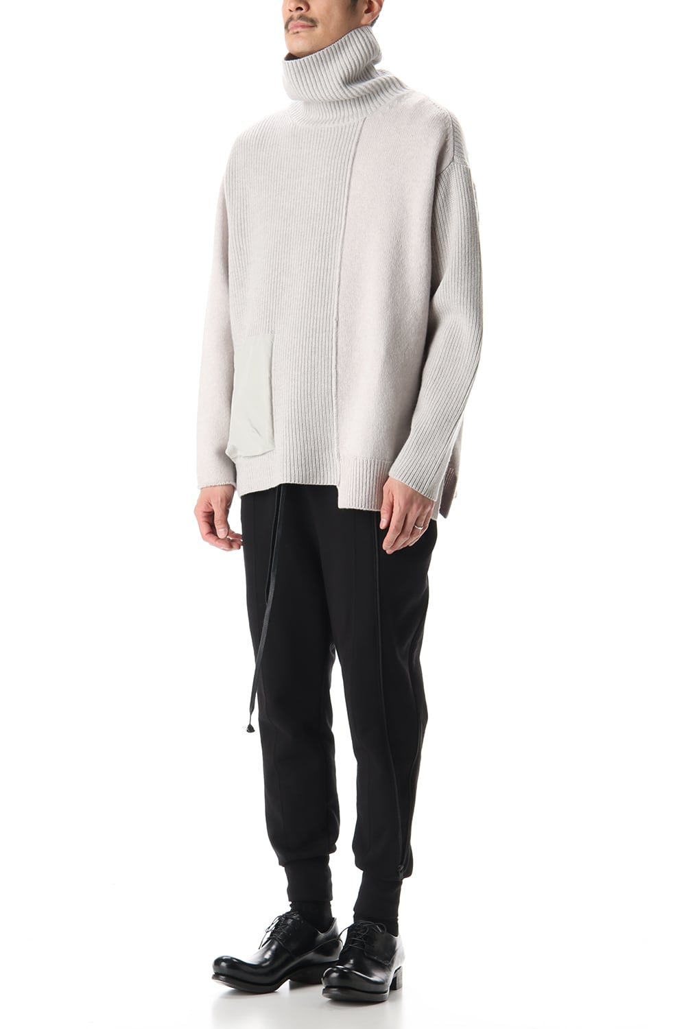 Pocket Turtle neck knit L.Gray