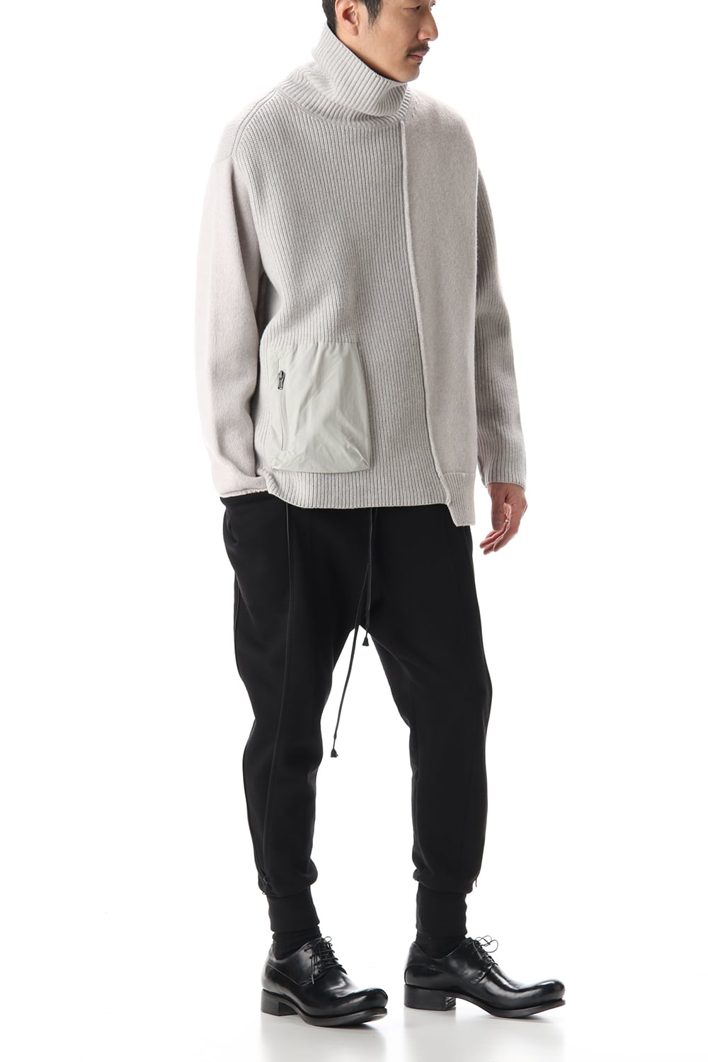 Pocket Turtle neck knit L.Gray