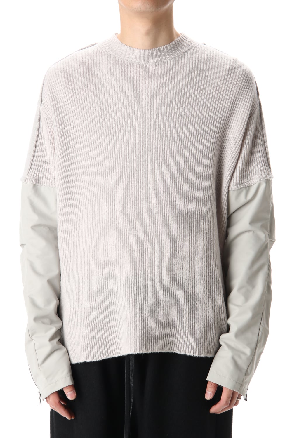 Combination Crew Neck Knit L.Gray