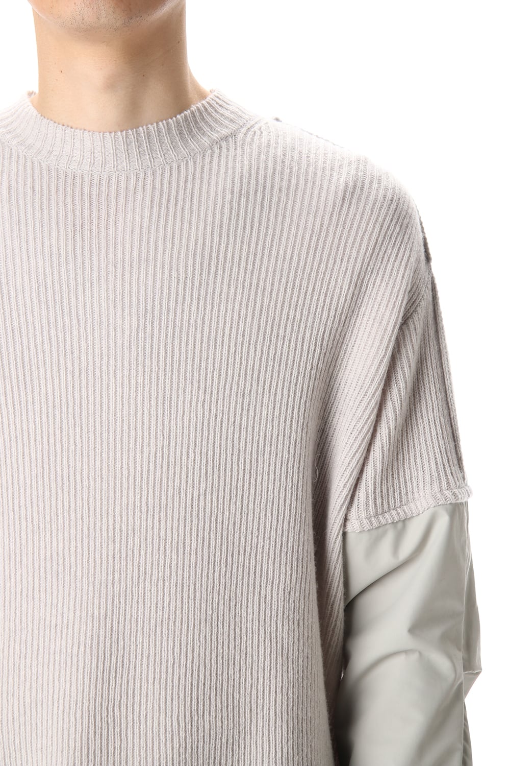 Combination Crew Neck Knit L.Gray