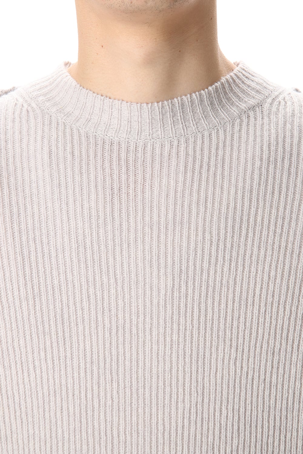 Combination Crew Neck Knit L.Gray