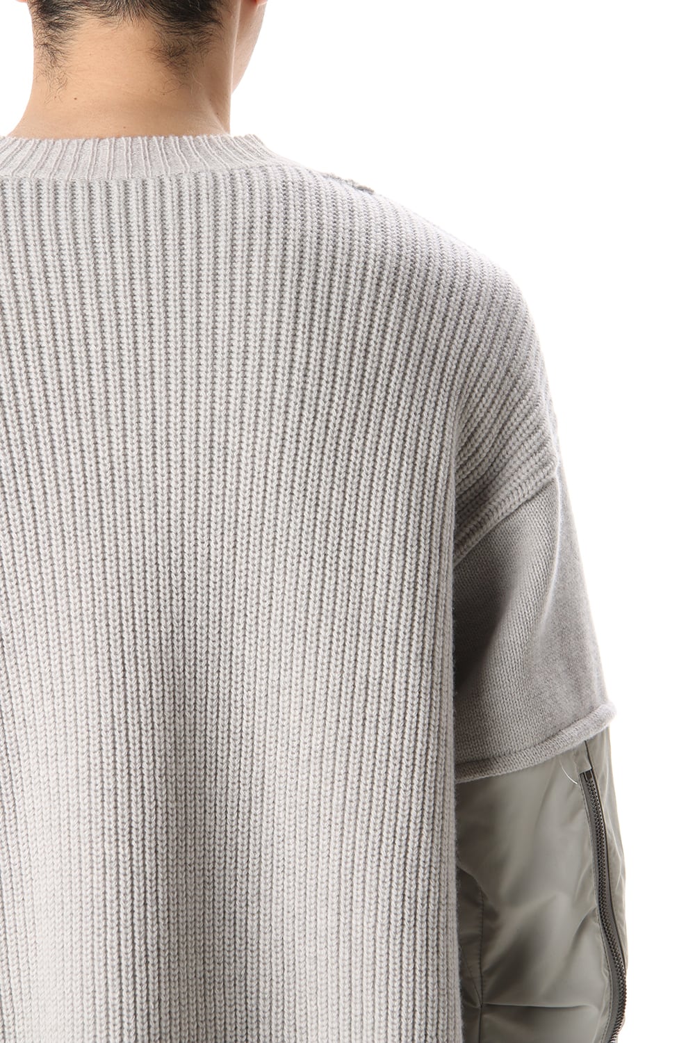 Combination Crew Neck Knit L.Gray