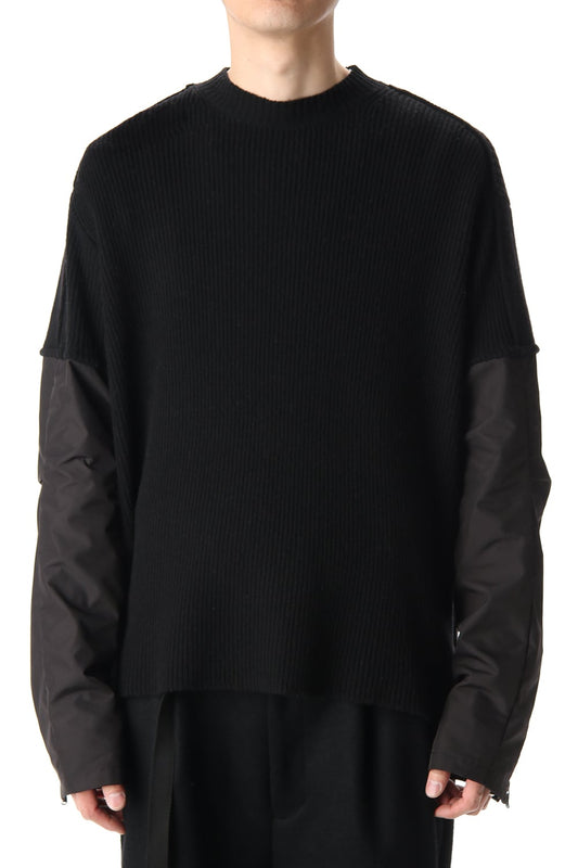 Combination Crew Neck Knit Black