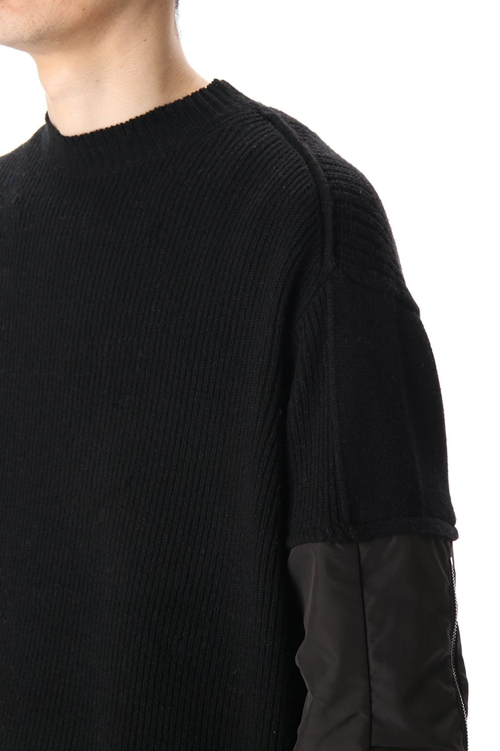 Combination Crew Neck Knit Black