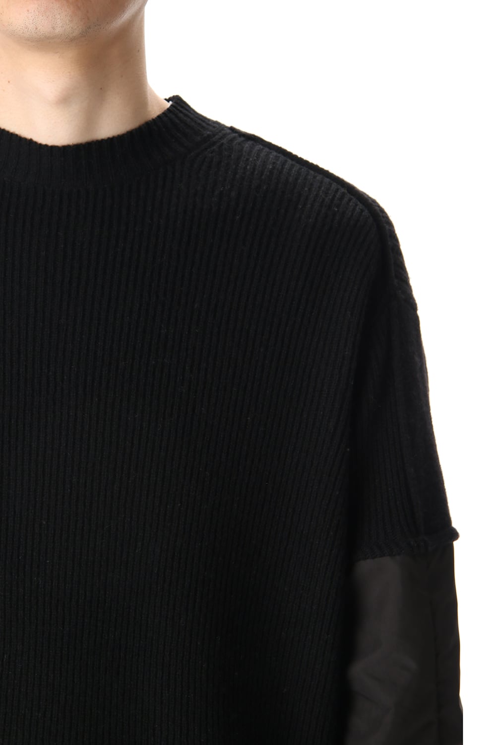 Combination Crew Neck Knit Black