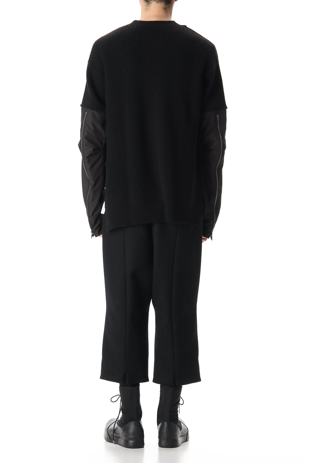 Combination Crew Neck Knit Black