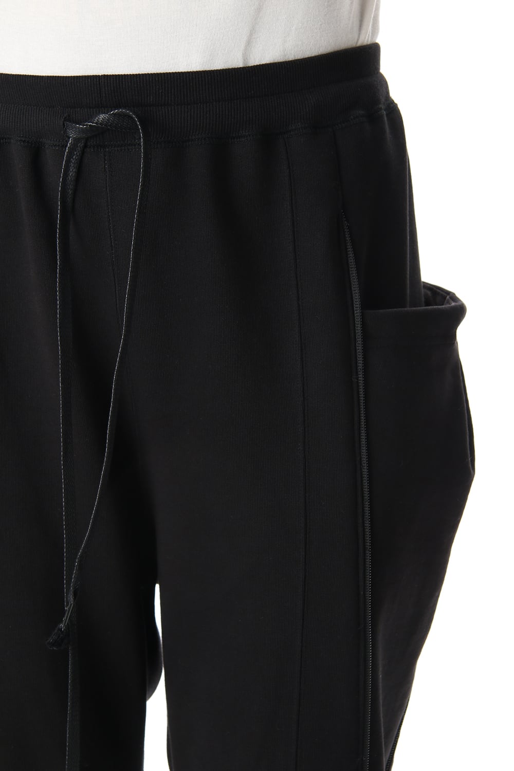 Cotton fleece Side Zip pants Black × Black