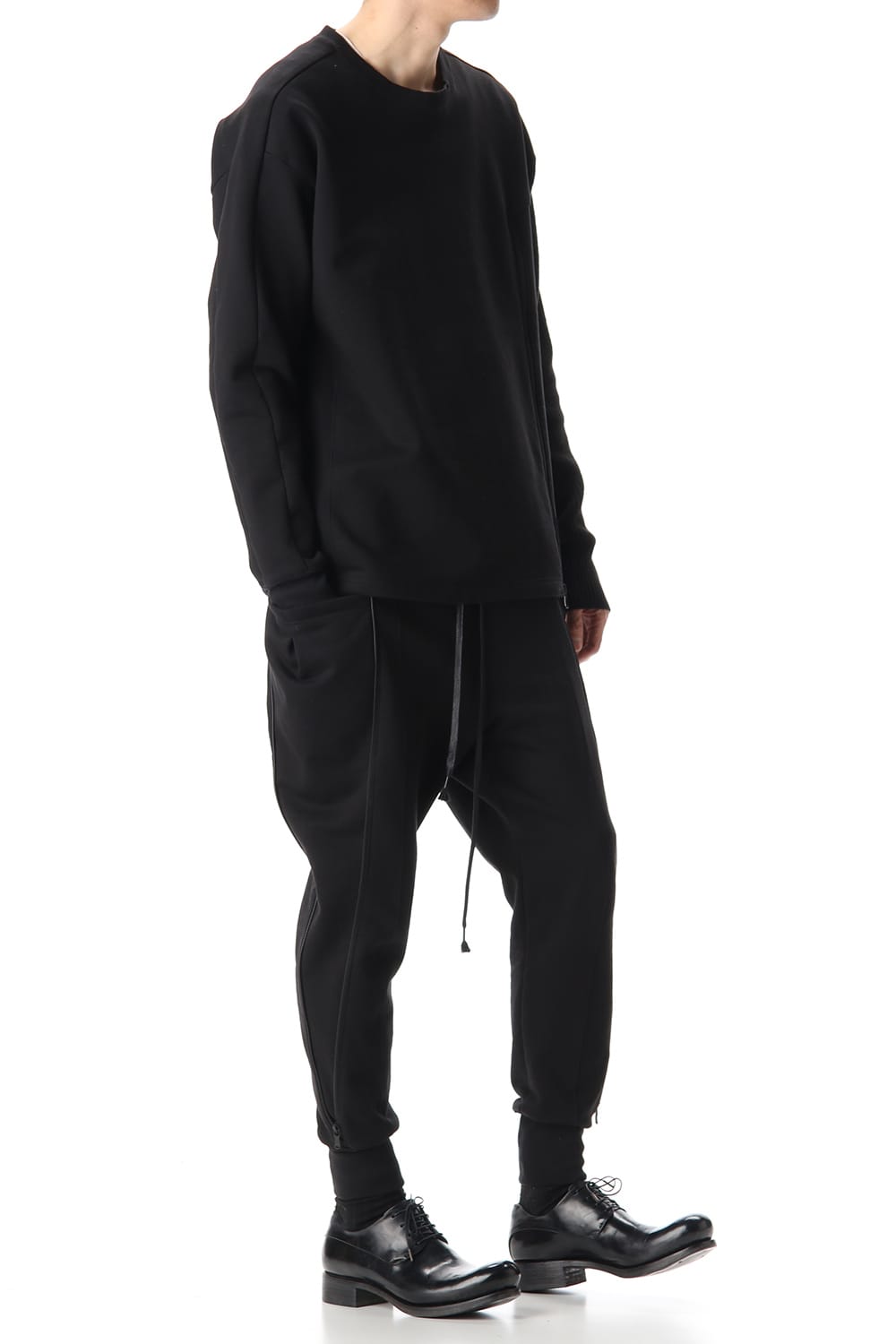 Cotton fleece Side Zip pants Black × Black