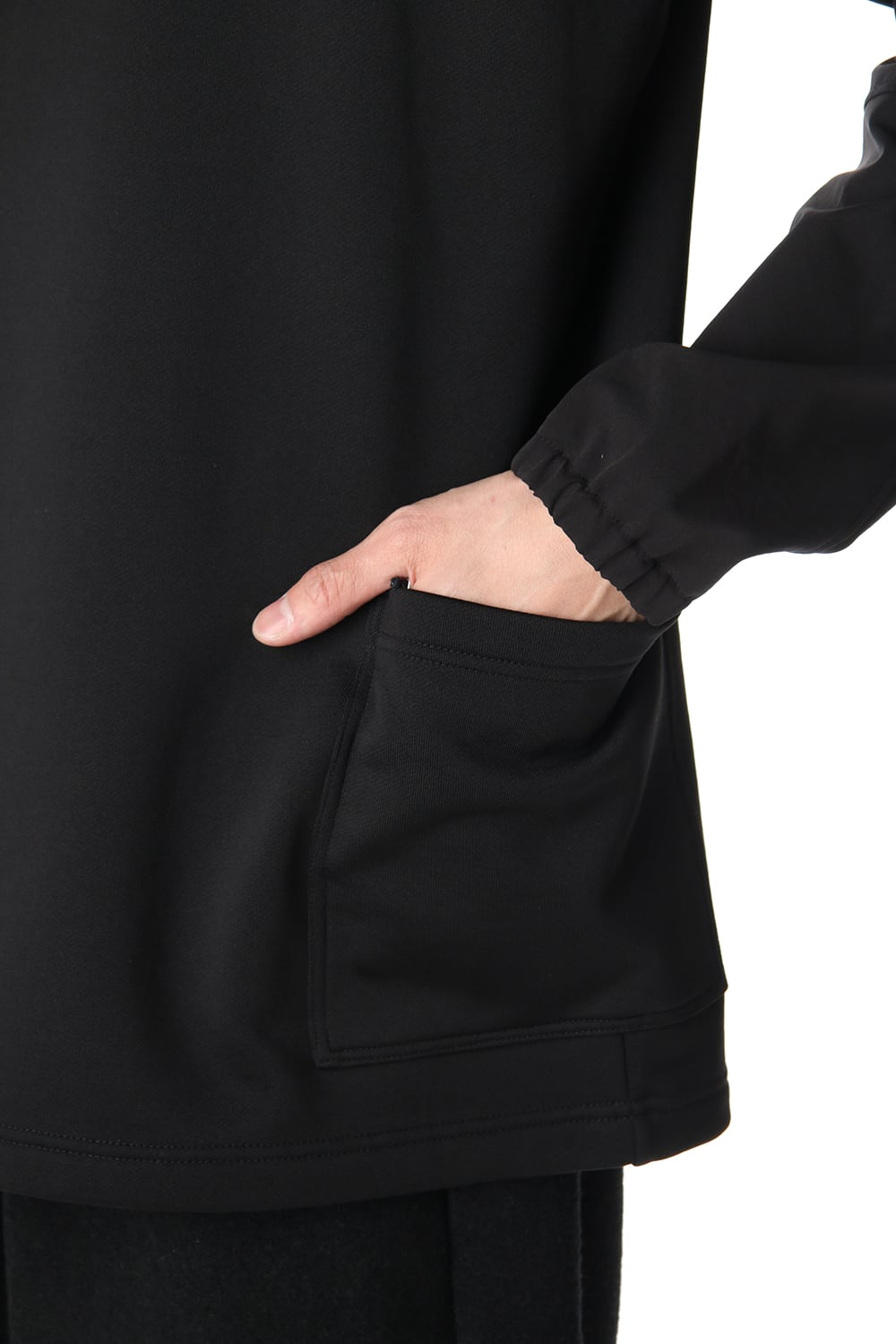 Cotton Nylon Fleece-Lined Crew-Neck Black