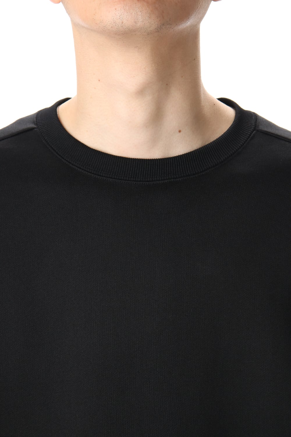 Cotton Nylon Fleece-Lined Crew-Neck Black