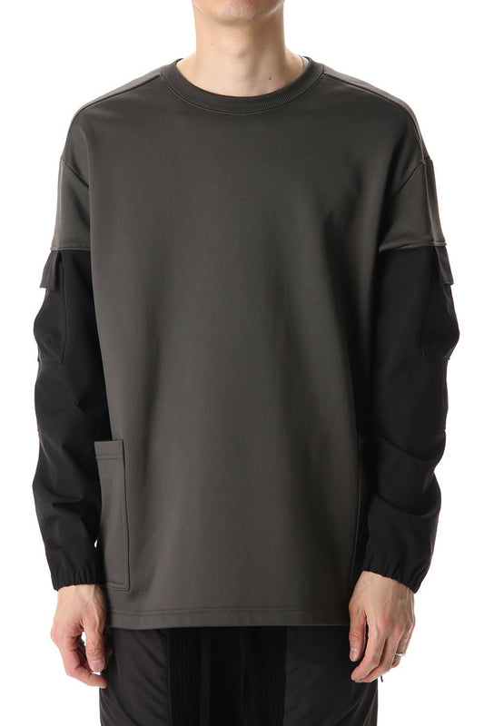 Cotton Nylon Fleece-Lined Crew-Neck Dark O.D