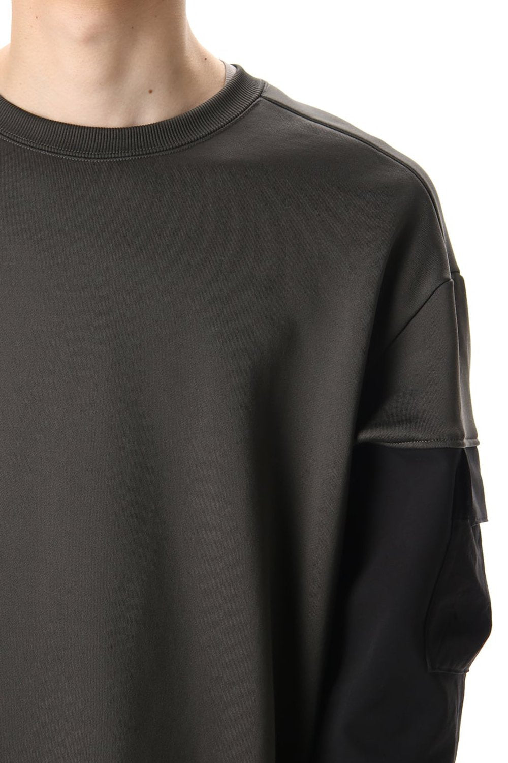 Cotton Nylon Fleece-Lined Crew-Neck Dark O.D