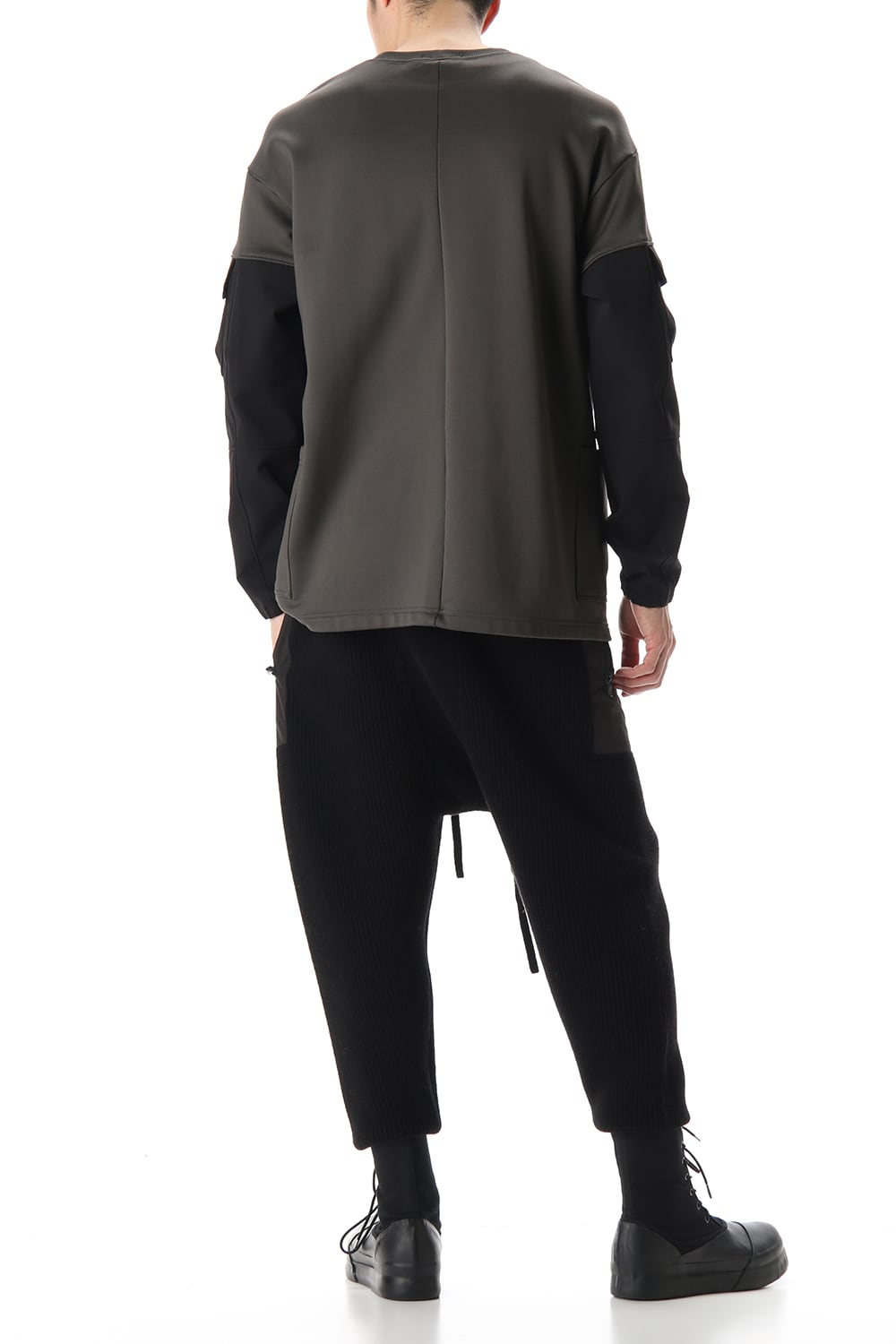 Cotton Nylon Fleece-Lined Crew-Neck Dark O.D