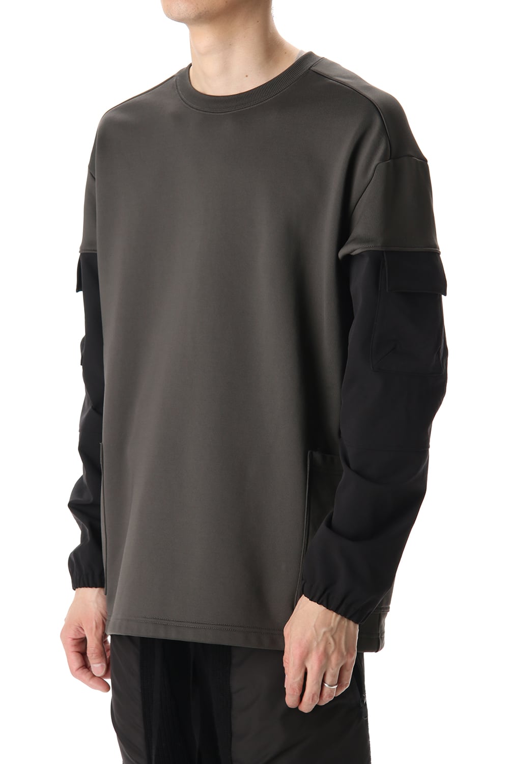 Cotton Nylon Fleece-Lined Crew-Neck Dark O.D