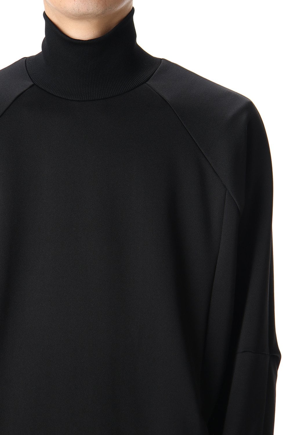 Cotton nylon fleece Turtle neck Black