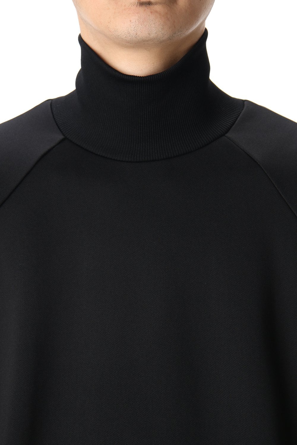 Cotton nylon fleece Turtle neck Black