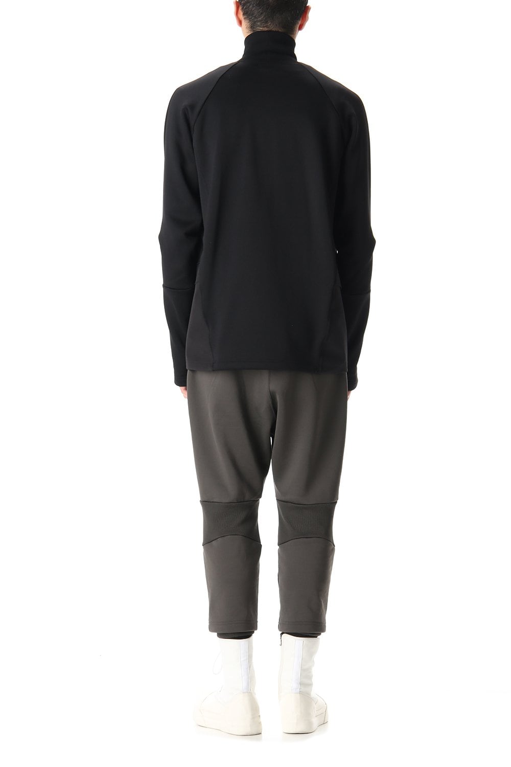 Cotton nylon fleece Turtle neck Black