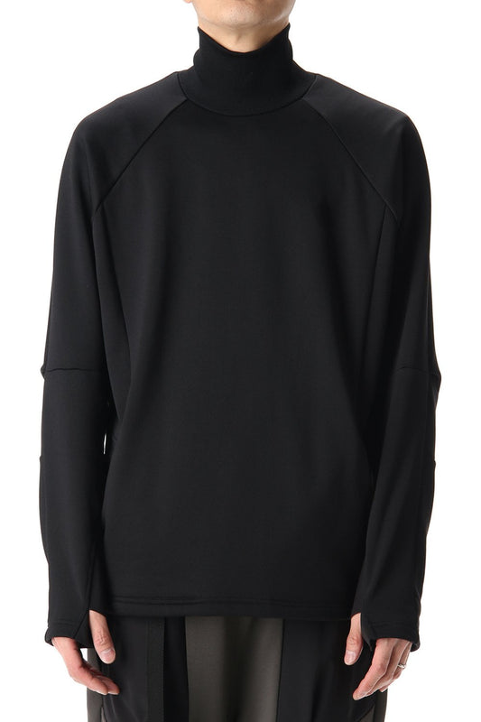 Cotton nylon fleece Turtle neck Black