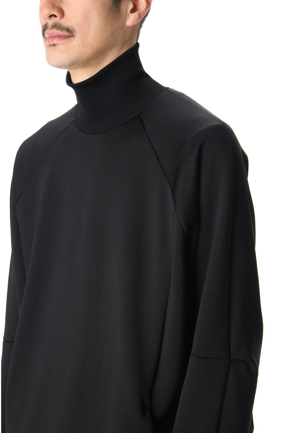 Cotton nylon fleece Turtle neck Black