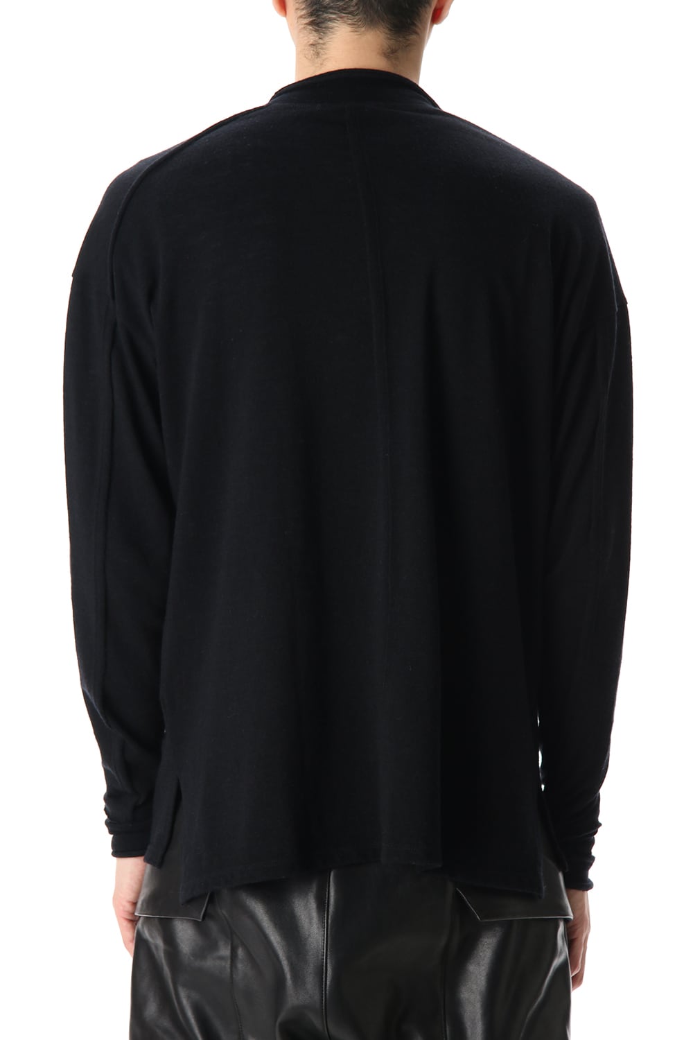 Cotton Wool Jersey Crew-Neck Long Sleeve T-Shirts Black