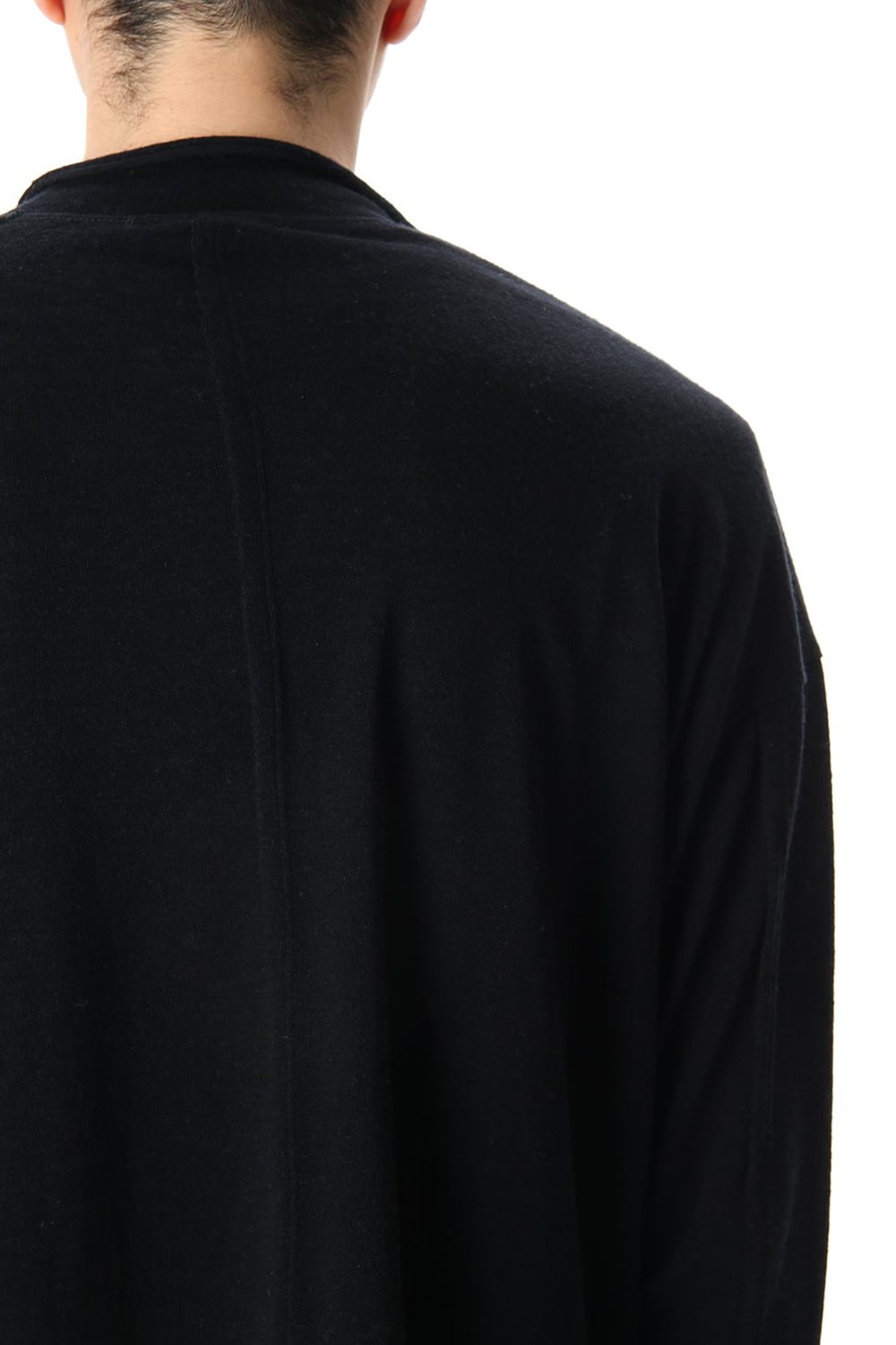 Cotton Wool Jersey Crew-Neck Long Sleeve T-Shirts Black